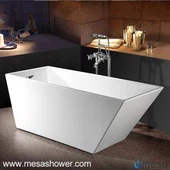 Vapaasti seisova akryylikuvioinen suorakulmainen kylpyamme ylivuodolla