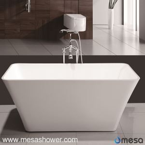 Erillinen akryylikylpyallas 59 "Valkoinen w / suorakulmion ylivuoto